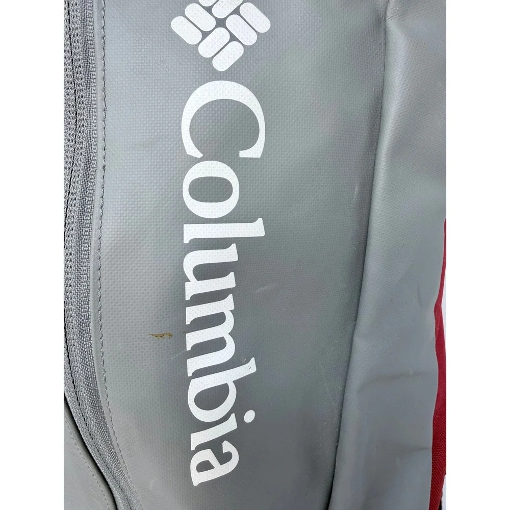 Columbia Red Grey Cordura Roll Top Backpack Hiking Outdoor Bag